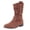 Brown, variant on Women's Mid Calf Boots Extra Wide Slouchy Round Toe Flat Low Heel Riding Boot Side Zip Boho Western Cowboy Booties for Fall Winter Size 6-9