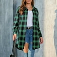 thumbnail image 5 of Delliss Fall Plaid Shirt For Women Basic Lapel Button Casual Cardigan Top Long Sleeve Jacket, 5 of 5