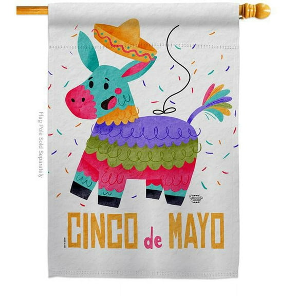 Ornament Collection H192505-BO Fiesta of Mayo Summertime Cinco de 28 x 40 in. Double-Sided Decorative Vertical House Flags for Decoration Banner Garden Yard Gift