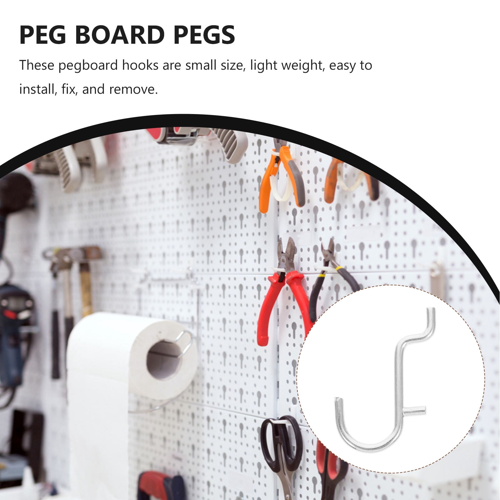 TABLZONE Heavy Duty Metal Pegboard Hooks - Storage Organizer for Home, Garage, Workshop Use