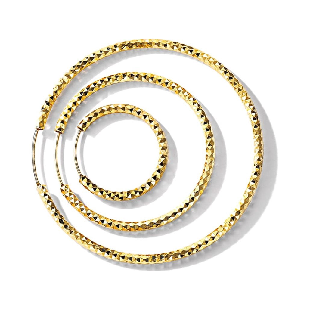Silvora Gold Plated Large Hoop Earring for Women 70mm Multifaceted Triangle Cut Sterling Silver Hoops Jewelry Gift