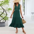 thumbnail image 3 of ShomPort Women's Dress Summer Sleeveless V Neck Button Beach Sundress Ruffle Stretchy Flowy Midi Dresses, 3 of 7