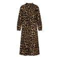 thumbnail image 4 of Femmes Coton Lin Maxi Robe Manches Longues Bouton vers le Bas Plissée Chemises Robe à la Mode Imprimer Décontracté Poches Lâches Robe Longue, 4 of 7