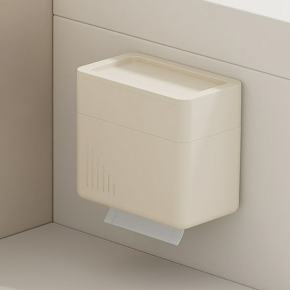 AuroraX Contemporary Tissue Box Cover Decorative Rectangle Cute Beige Tissue Box Holder Stylish Wall Hanging Double Layer Napkin Dispenser for Living Room,Vanity,Bathroom