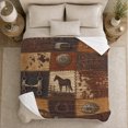 thumbnail image 5 of Rustic Western Cowboy Equestrian Patchwork, Rustic Farmhouse Horse Scene, Warm Flannel Blanket for Ranch House and Living Room, Horse Lovers Housewarming Gift, Rustic Home Decor, 5 of 9