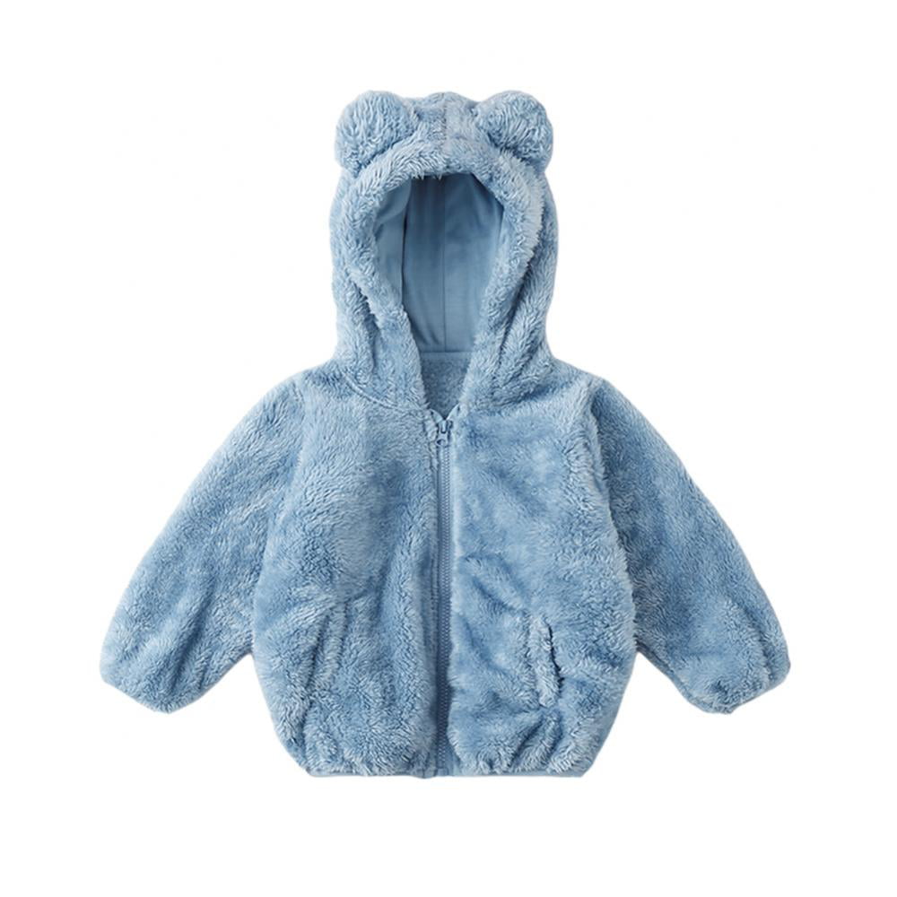 Baby coat grey soft fleece boy girl jacket with hood size 12-18 months 