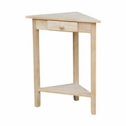International Concepts Solid Wood Corner Accent Table, Unfinished
