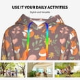 thumbnail image 4 of Fotbe Cute Little Fox Pattern Womens Long Sleeve Hoodie, Pullover Hooded Sweatshirt, Kangaroo Pocket Hoodie with Eye-catching Drawstrings-, 4 of 7