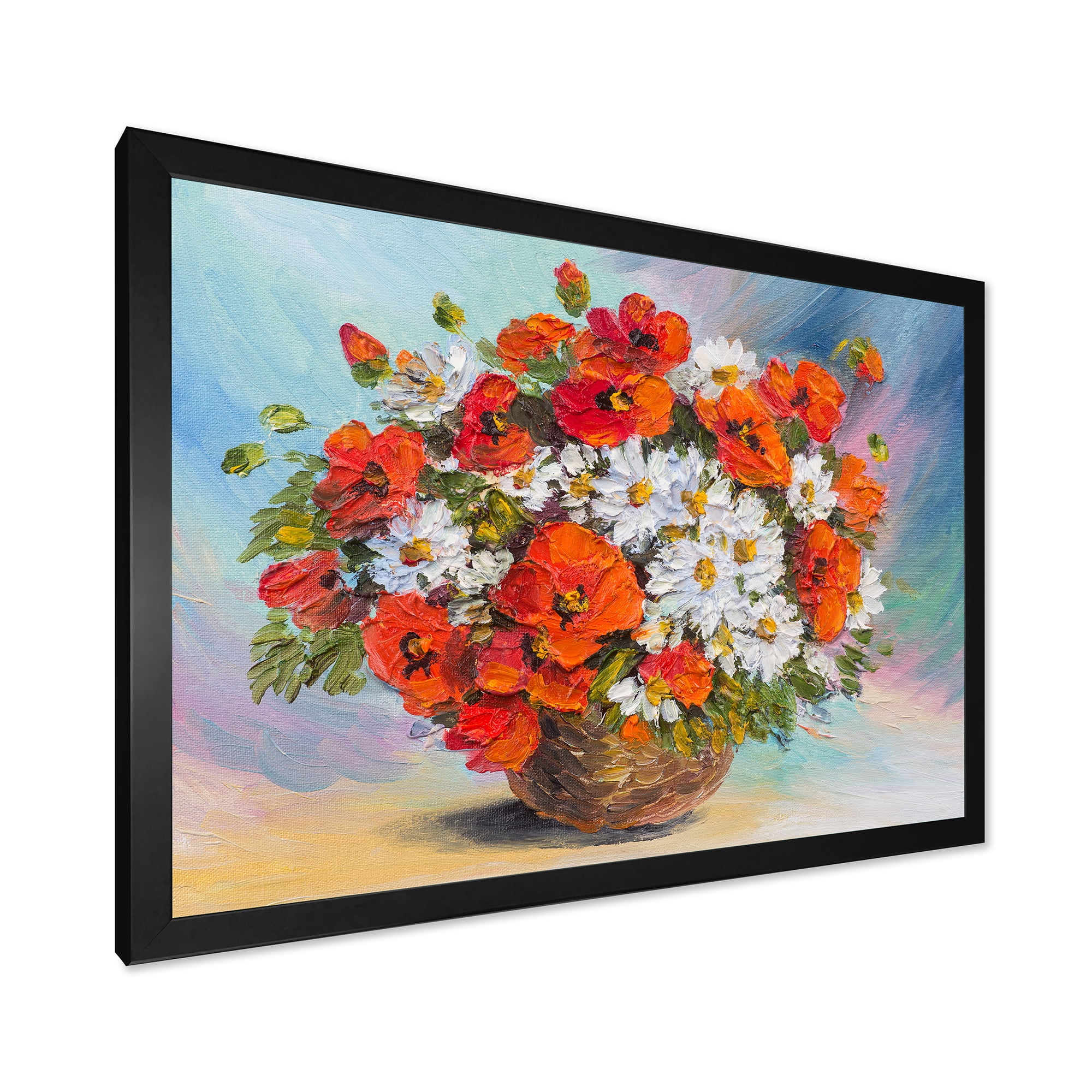 Designart 'Still Life Bouquet Of Daisies and Poppies' Traditional Framed Art Print