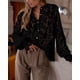 thumbnail image 3 of Blusa de Encaje para Mujer PRETTYGARDEN Manga Larga con Botones Negra Talla S, 3 of 8