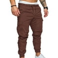 thumbnail image 1 of Men Casual Solid Color Pockets Waist Drawstring Ankle Tied Skinny Cargo Pants_Gift Of G, 1 of 5