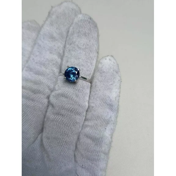 925 Sterling Silver Certified Natural London Blue Topaz Handmade Ring