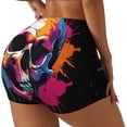 thumbnail image 1 of Fotbe Colorful Skull Shorts Sin Costuras – Shorts Deportivos de Cintura Alta para Mujer, Elásticos para Gimnasio, Yoga, Running o Ciclismo-Medium, 1 of 8