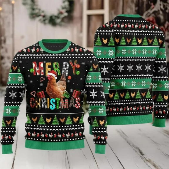 2025 Merry Christmas Chicken Christmas Sweater