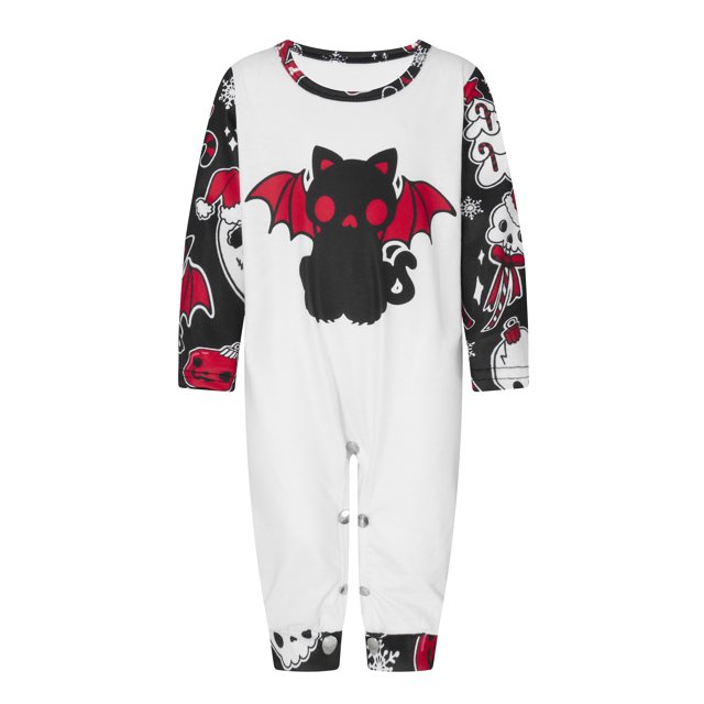 Argulvti Halloween Pajamas for Family Cute Black Cat Print Long Sleeve Raglan Tops + Pants Set Fall Sleepwear