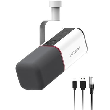 IXTECH Cardioid Dynamic Microphone with Mic Cover, Vocal USB XLR Microphone for Podcasting, Streaming, Recording, Gaming and Voice-Over (White)…