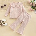 thumbnail image 2 of Toddler Baby Girl Clothes 12 18 24 Months 1T 2T 3T 4T 5T Fall Winter Outfits Contrast Color Long Sleeve Sweatshirt + Flare Pants Sets Pink Size 3-4 Years, 2 of 9