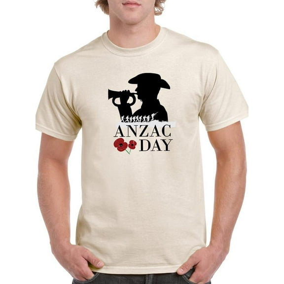 Anzac Day Big Silhouette Trumpet T-Shirt Men -Image by Shutterstock, Male Large