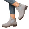 thumbnail image 5 of Chelsea Boots for Women Ankle Almond Toe Low Block Heel Buckle Strap Elastic Side Booties 37, 5 of 5