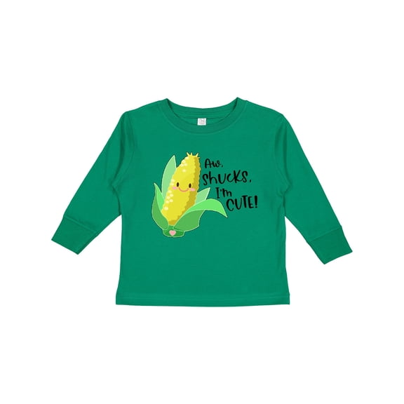 Inktastic Aw, Shucks, I'm Cute Corn Humor Boys or Girls Long Sleeve Toddler T-Shirt