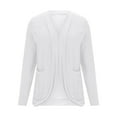 thumbnail image 4 of Byworldtasic Long Sleeve Knit Sweater Cardigans for Women Curved Hem Open Front with Pockets, 4 of 6