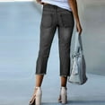 thumbnail image 3 of TYGHBN Women Fashion Capri Jeans Stretchy Distressed Hem Washed Straight Leg Denim Pants Womens Pants Casual plus Size Pants for Women plus Size Work Casual with Pockets Womens Flax Pants Business, 3 of 5