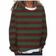 thumbnail image 2 of HVOBTTY Womens Long Sleeve Pullover T Shirt, Fall Tops for Women, Women's Stripe Crew Neck Drop Shoulder Layered Look T Shirt Army Green, M, 2 of 4