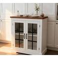 thumbnail image 1 of Buffet avec Rangement, Bahut avec Portes en Verre et Prise de Courant Intégrée, pour Cuisine, Bar à Café, Garde-Manger, Salon, Petit, Brun, 1 of 8