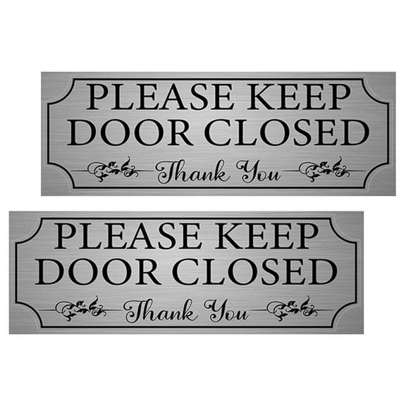2 Pcs Bathroom Door Sign Decoration Please Keep Closed Black
