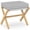 Gray, variant on Bamboohomie Foldable Vanity Stool, Bamboo X-Leg Patio Ottoman and Footstool with Padded Cushion, 250 lbs Capacity, White
