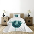 thumbnail image 4 of Ambesonne Rose Quilted Bedspread Set 2 Pcs, Flowers Nature, Twin Size, Teal White, 4 of 5