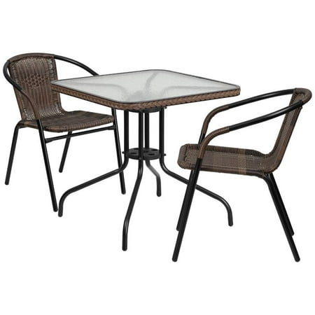 Bowery Hill 2 Piece Square Patio Dining Set in Black and