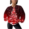 thumbnail image 1 of Rbaofujie Sweat à Capuche Oversize pour Femmes Mode de Noël Décontractée Imprimée Manches Longues Col Rond Rouge Halloween, 1 of 7