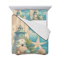 thumbnail image 7 of Blue Coastal Queen Size Down Alternative Comforter,Lightweight Comforter Quilt Bedding Set with Pillow Shams Watercolor Nautical Starfish Lighthouse Beach Bed Comforter Duvet Insert 90"x96", 7 of 7