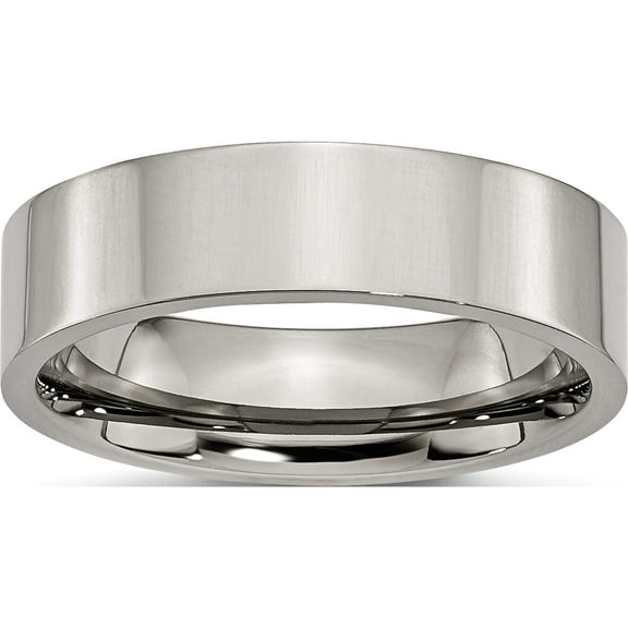 Titanium Polished 6mm Flat Band (Size 5) Made In China tb31-5