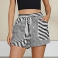 thumbnail image 2 of Yubnlvae Striped Summer Shorts - High Waist Elastic Beach Casual Shorts Black L, Striped Shorts for Women High Waisted Beach Casual Pull on Elastic Waist Summer Shorts with Pockets, 2 of 4