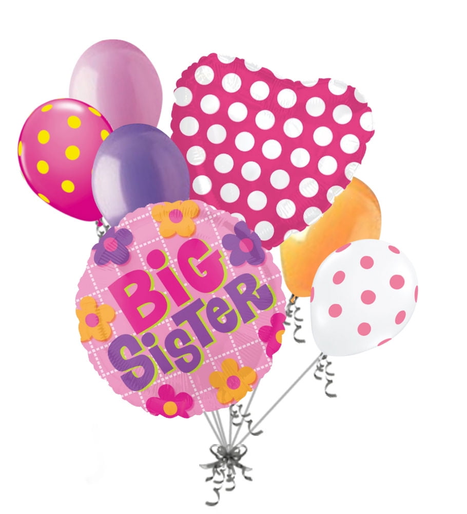 7 pc Big Sister Balloon Bouquet Home Baby Shower Girl