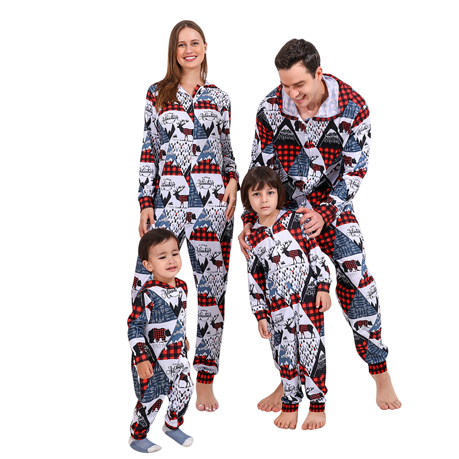 【高価値】 Christmas Family Matching Elk Print Onesie Jumpsuit Kids Adults