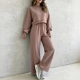 thumbnail image 4 of Women's Vintage Polka Dot 2 Piece Outfits Crop Sweatshirt and Loose Fit Wide Leg Flare Pants Y2K Retro Streetwear Casual Tracksuit Set Pink, 4 of 7