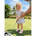 thumbnail image 3 of BemeyourBBs Toddler Baby Girl Golf Dress Outfit Little Baby Girl Summer Dress Short Sleeve Turn Down Collar Golf Themed Print A Line Pleated Dress, 3 of 9