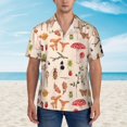 thumbnail image 4 of Balery Retro Autum Mushrooms Print Men's Hawaiian Shirts Short Sleeve Beach Shirt Relaxed Fit Vacation Button Down Shirts-Small, 4 of 9
