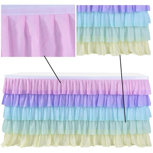 Ruffle table skirt clearance rainbow