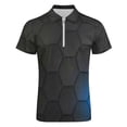 thumbnail image 4 of Abstract Honeycomb Men Zipper T-shirt Summer Casual Short Sleeve T-shirt Top, 4 of 7