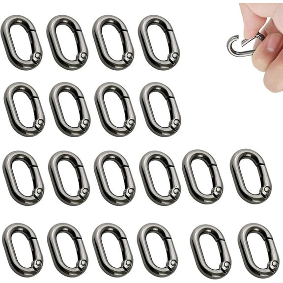 Carabiner Clip, 20 Pcs Spring Oval Ring, Snap Hook for Keychain Clip, Mini Carabiner Clip for Keys Snap Hook Small Metal Spring Round Rings