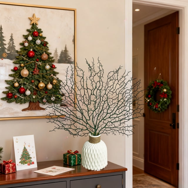 mtvxesu Christmas Artificial Plastic Branches for Home Decoration, 50Cm, Simulation Tree Branch, 1 Piece