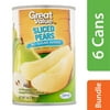 Great Value Sliced Pears In Water, No Sugar Added, 14.5 Oz (6 Packs)