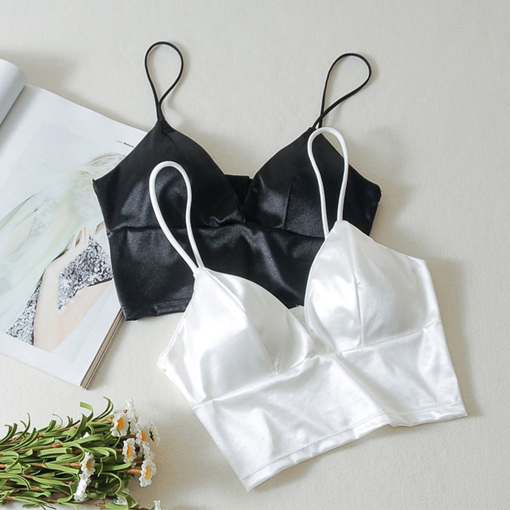 white satin bralette top