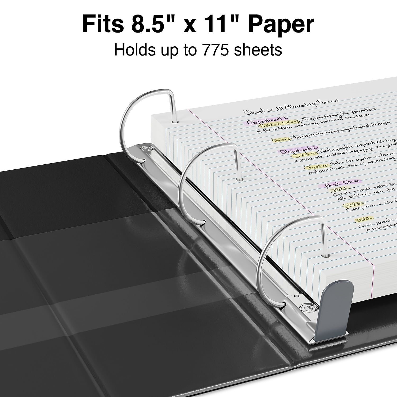 Staples Heavy Duty 4" 3-Ring View Binder with D-Rings and Four Interior Pockets Black  2/Pack