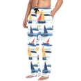 thumbnail image 2 of FORMRS Mens Pajama Pants with Pockets Sleepwear Lounge Bottoms Sizes S-2XL, Orange Hand Drawn Sailboats, 2 of 7