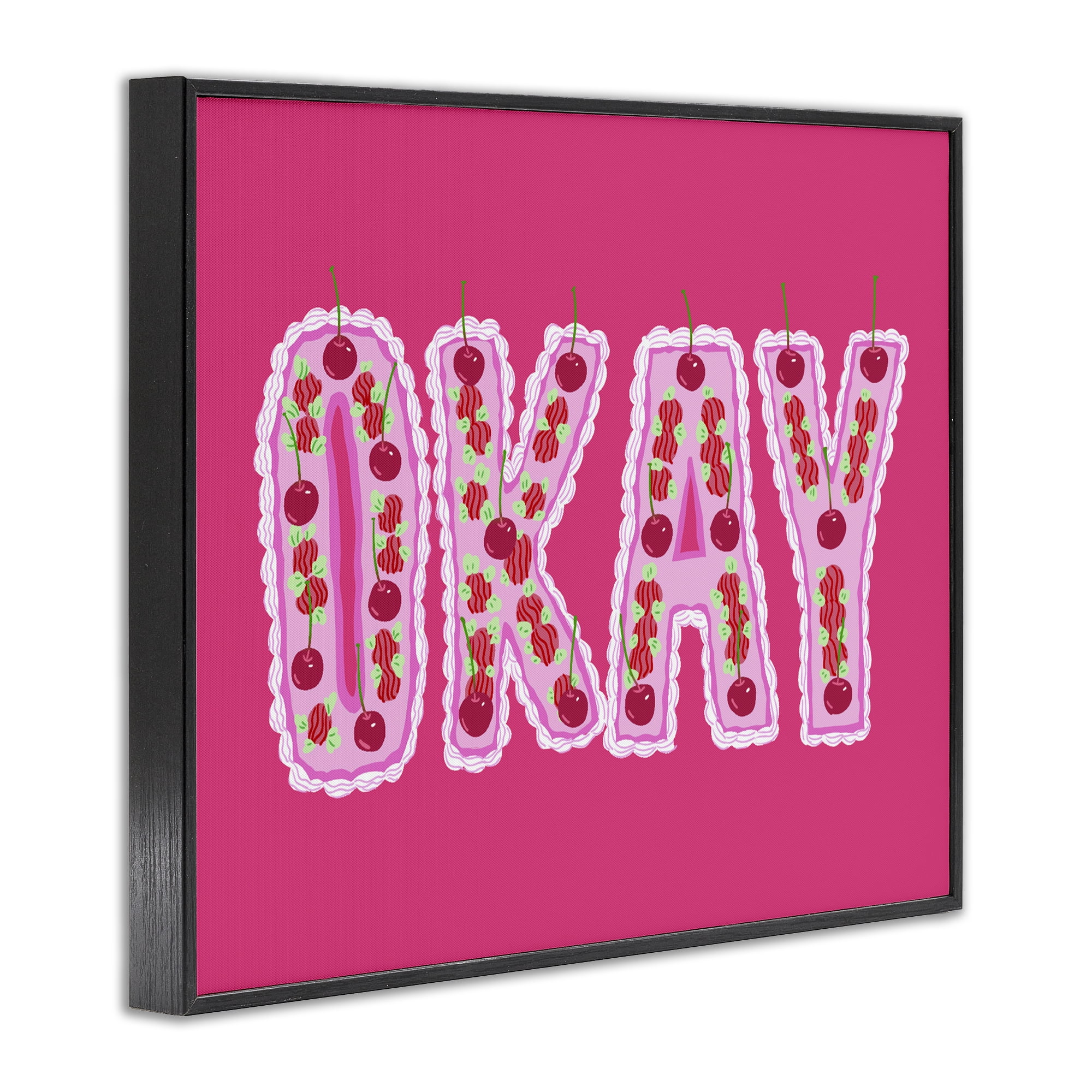 Stupell Industries Okay Cherry Cake Black Framed Giclee Art, design by Ziwei Li